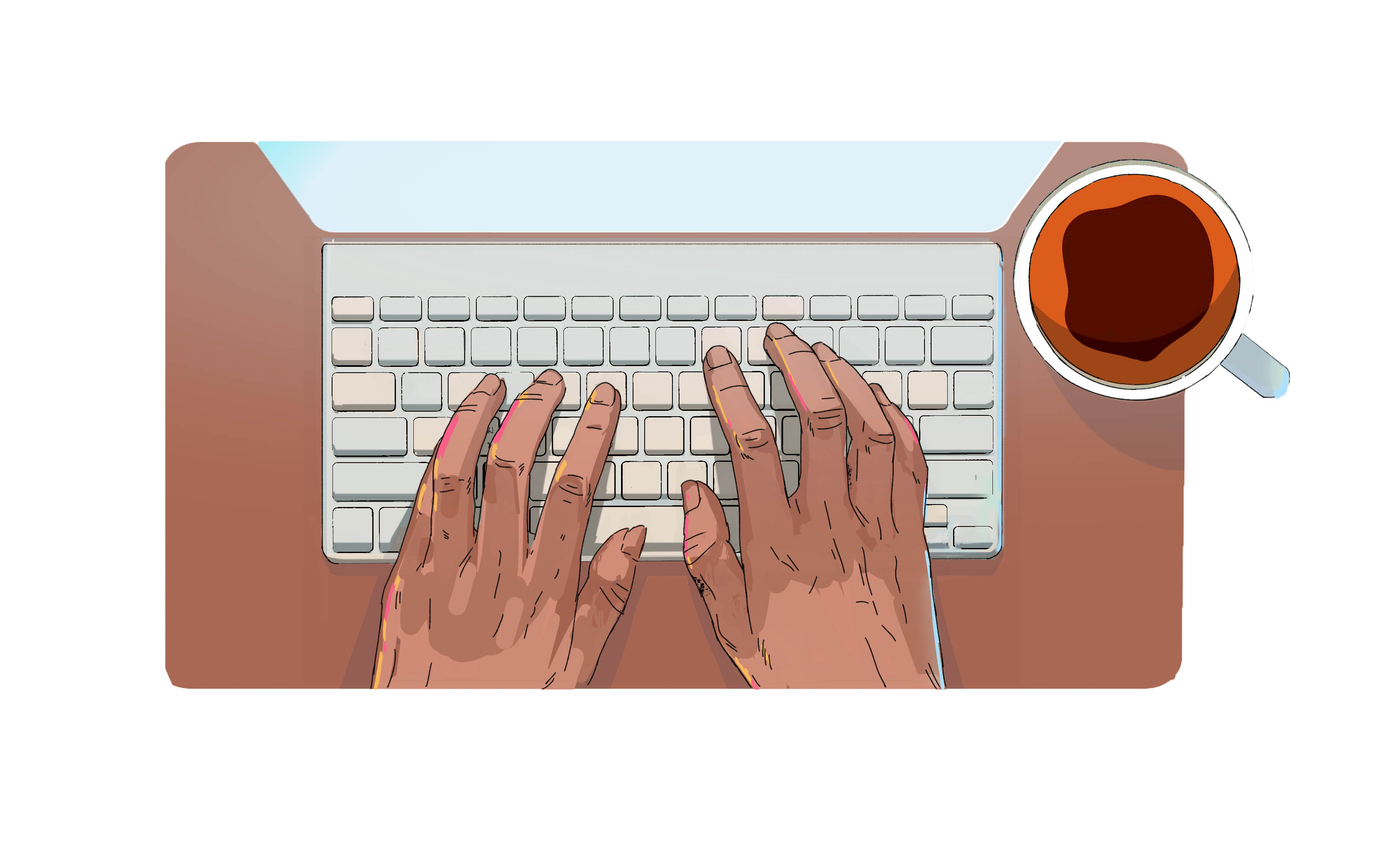 En hånd som taster på tastaturet